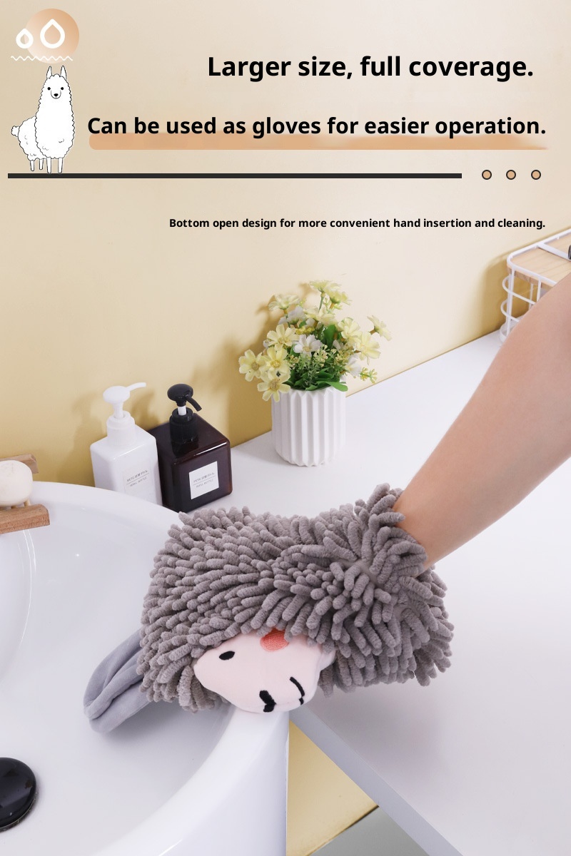 Lillian Hanging Cartoon Animal Chenille Kangle House Children's Household Kitchen Absorbent Hand Towel Wholesale_voghion.com