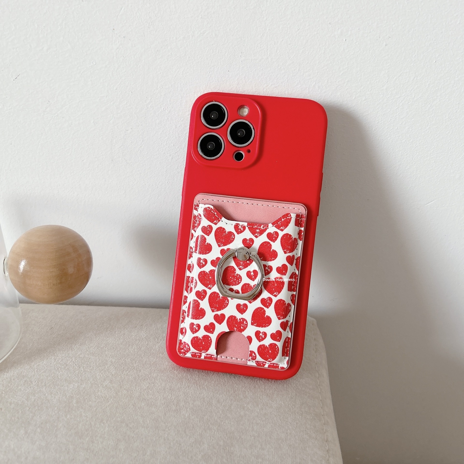 TechGlobe Heart-shaped Phone Back Multi-functional Slot Stand Ring Holder Wallet Coin Clip Bank Card Sticker_voghion.com