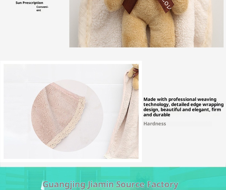 Lillian Cartoon Animal Hand Coral Fleece Bear Gift Bathroom Hanging Absorbent Towel Dropshipping_voghion.com