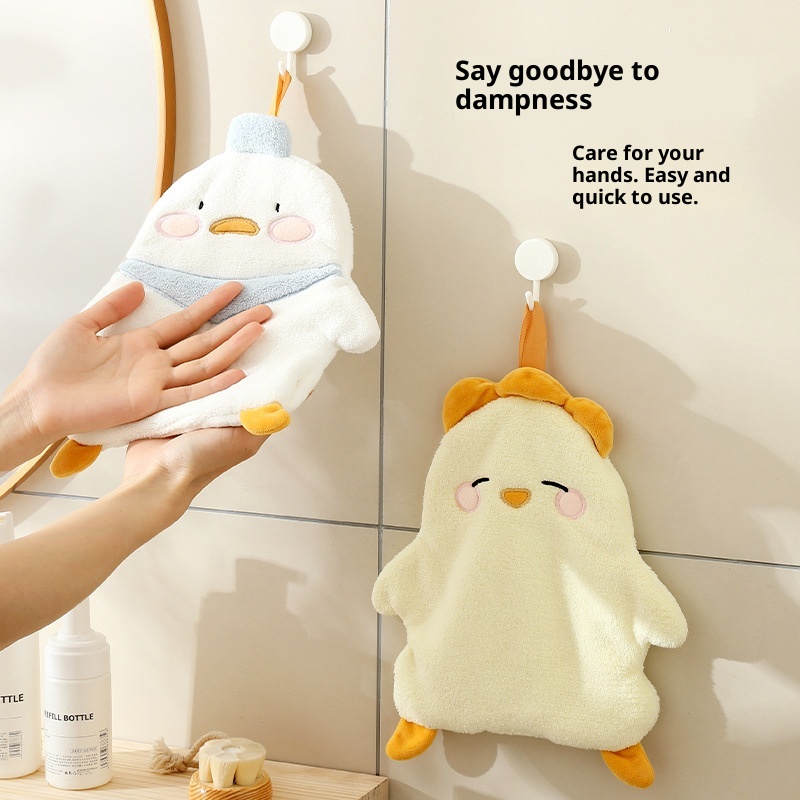 Lillian Cute Penguin Absorbent Children's Household Kitchen Wipe Duck Hanging Cartoon Hand Towel_voghion.com