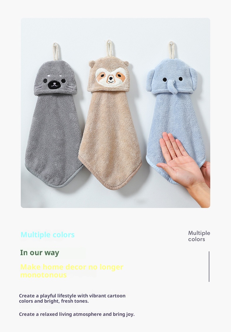 Lillian Thickened Hanging For Kitchen And Bathroom, Absorbent Quick-Dry Soft Coral Fleece Hand Towel_voghion.com