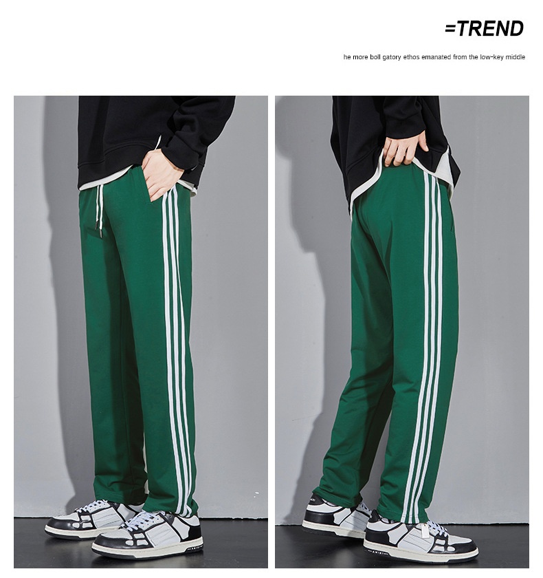 Pantaloni lunghi da jogging versatili a tre strisce per uomo, modello Strict, primavera e autunno, in puro cotone, comodi_voghion.com
