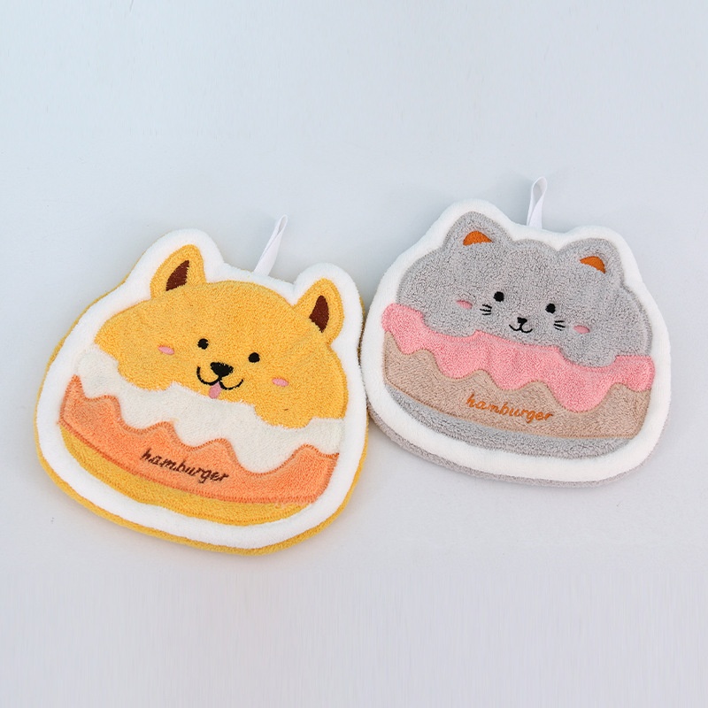 Lillian Cartoon Children's Hanging Coral Fleece Hand Non-Shedding Absorbent Quick-Dry Bathroom Small Gift Towel_voghion.com