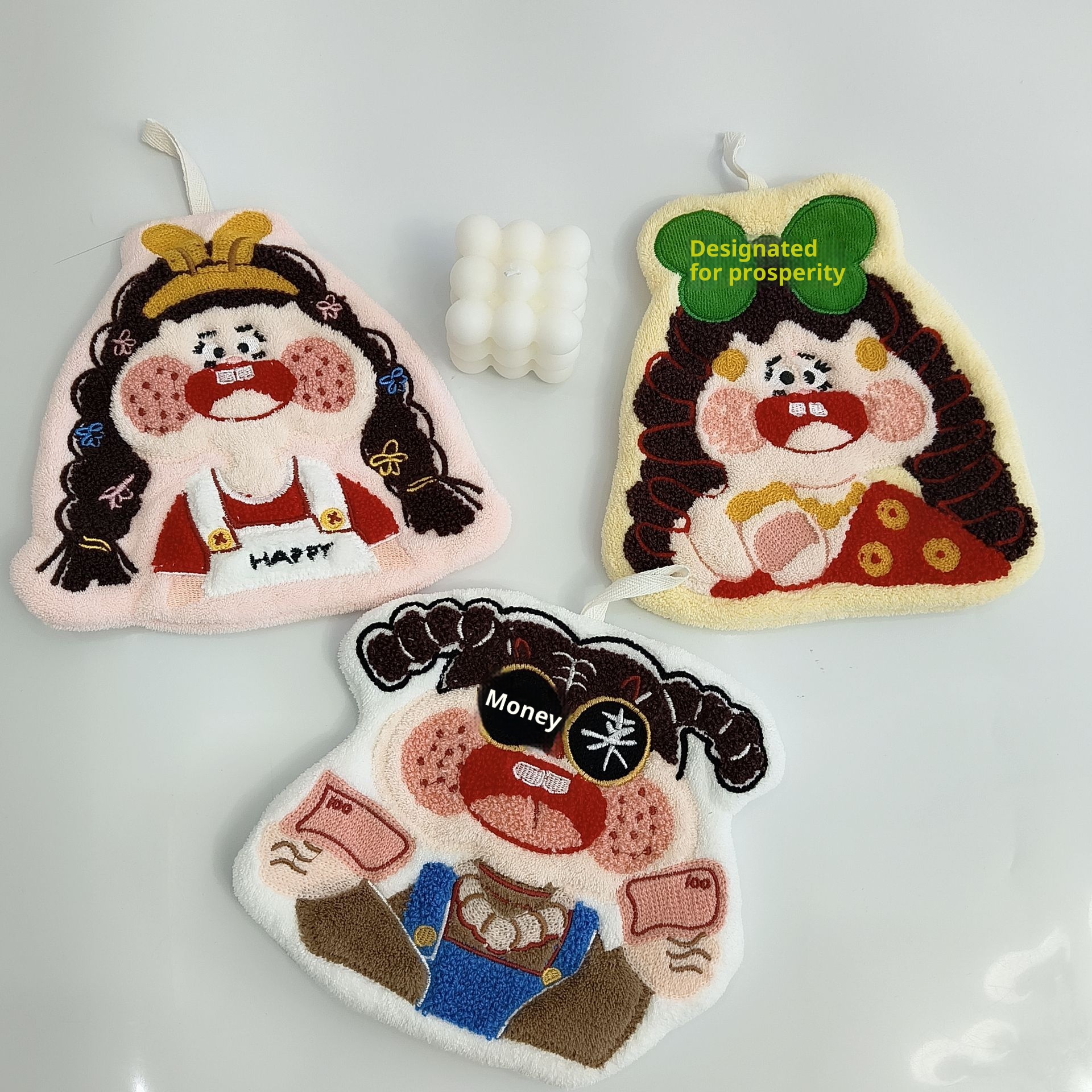 Lillian New Year Money Comes Hot Item Little Rich Woman Hand Coral Fleece Hanging Kitchen Bathroom Towel Big Tooth Girl_voghion.com