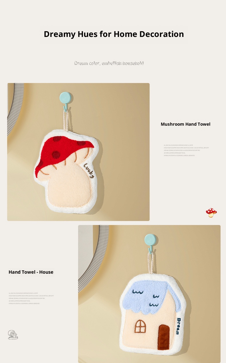 Lillian Cute Absorbent Hanging Plush Thickened Bathroom Handkerchief Hand Washing Small Square Towel Kitchen Cloth_voghion.com