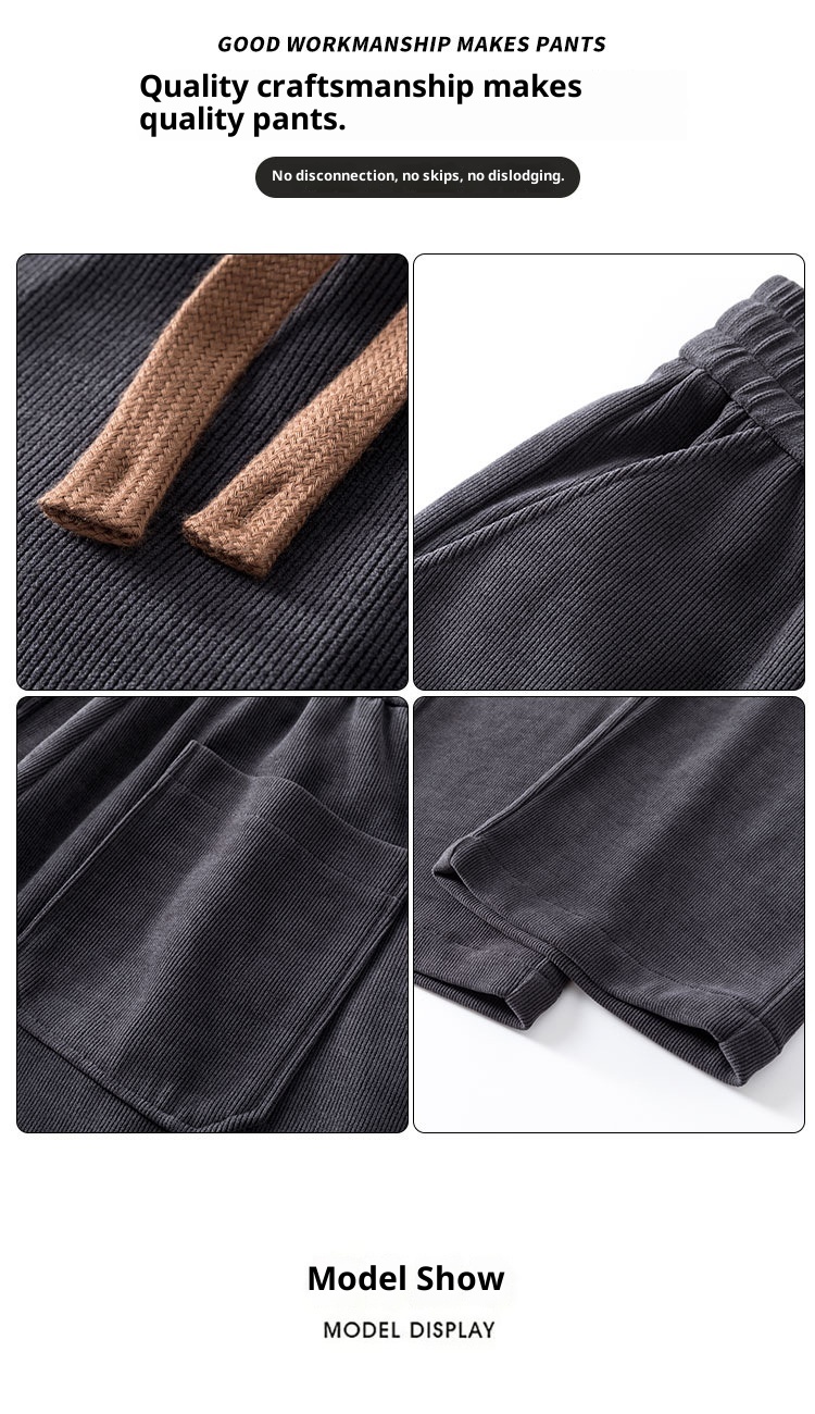 boy Men's Autumn Winter Thickened Fleece Casual 25 New Trendy Corduroy Loose Simple Versatile Straight-Leg Pants_voghion.com