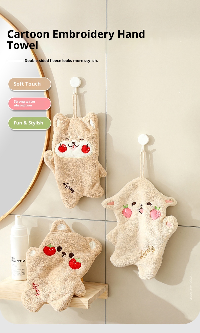 Lillian Neues hängendes, niedliches, stark saugfähiges, verdicktes, schnelltrocknendes Kinder-Katzen-Doppellagiges Handtuch (Großhandel)_voghion.com