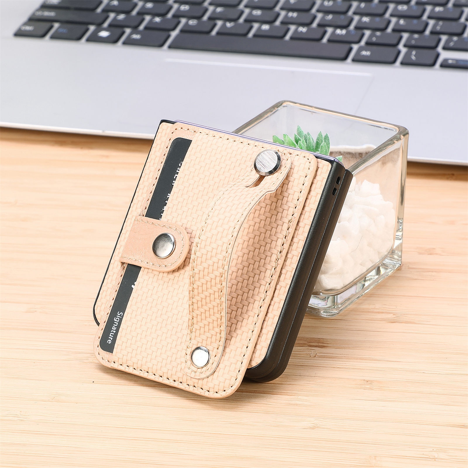 TechGlobe Suitable For OPPO Find N3 Flip Multifunctional Phone Case Creative Stand Card Slot Wrist Strap PC Protective Cover_voghion.com