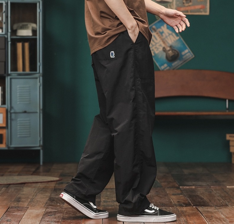 Trendige Cargohose im japanischen Stil für Herren mit weitem Bein, locker geschnitten, gerader Schnitt, lässig, für Herbst, Outdoor, schnelltrocknend, Sporthose im Retro-Look._voghion.com