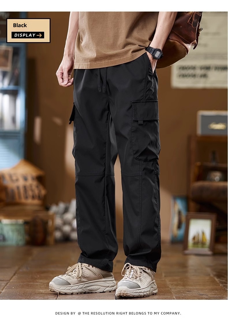 Pantaloni cargo da uomo in stile americano, primavera autunno, larghi, dritti, a gamba larga, 2024, alla moda, sportivi, casual, lunghi_voghion.com