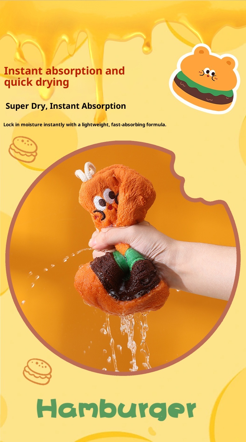 Lillian Nieuwe schattige cartoon hangende keukenhanddoek, snel drogend, drielaags verdikte koraalfleece handdoek_voghion.com