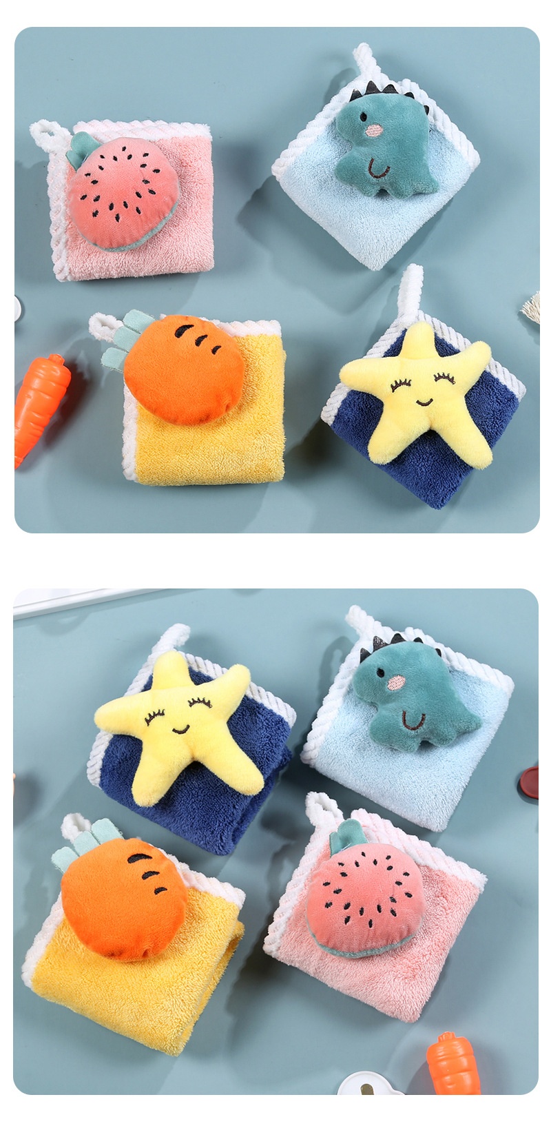 Lillian Cartoon Coral Fleece Fruit Hanging Absorbent Hand Towel Cloth_voghion.com