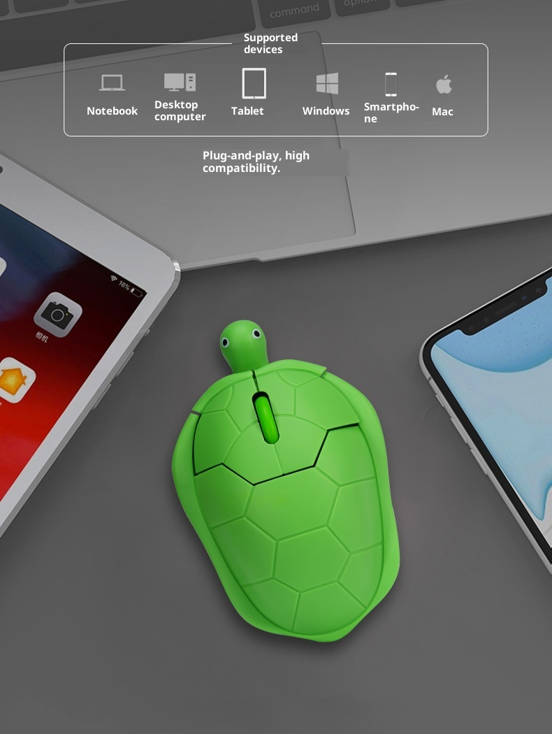 Techglobe Wired Animal Rose Gold Mouse, Wireless Green Turtle Mouse_voghion.com