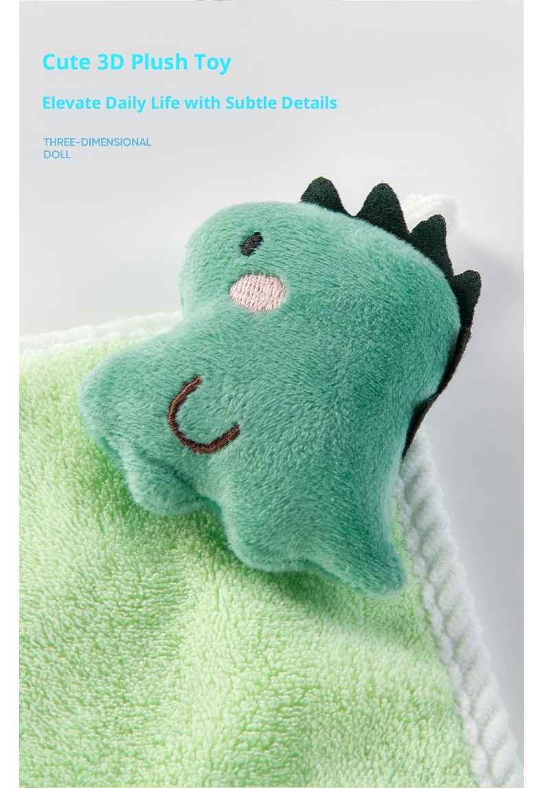 Lillian Jieyu Handhängendes, dickes Plüsch-Handtuch, saugfähig, schnelltrocknend, fusselfrei, kleines quadratisches Kinderhandtuch mit niedlichem Cartoon-Motiv_voghion.com