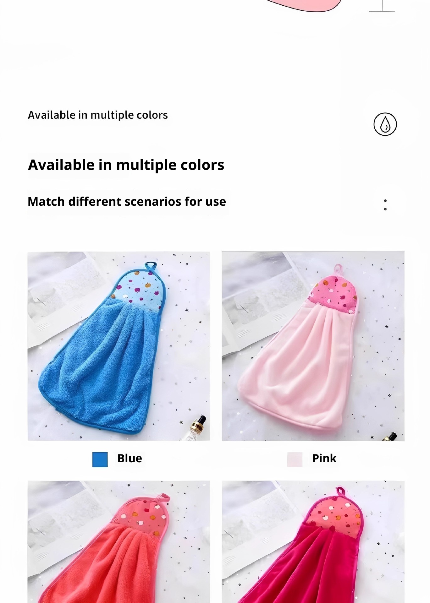 Lillian Coral Fleece Cloth Bathroom Kitchen Hand Hanging Towel Strong Absorbency Non-Shedding_voghion.com