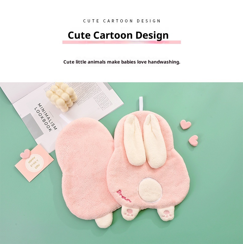 Lillian Cartoon Animal Thickened Hand Coral Fleece Bathroom Hanging Absorbent Towel Kitchen Washroom Small Handkerchief_voghion.com
