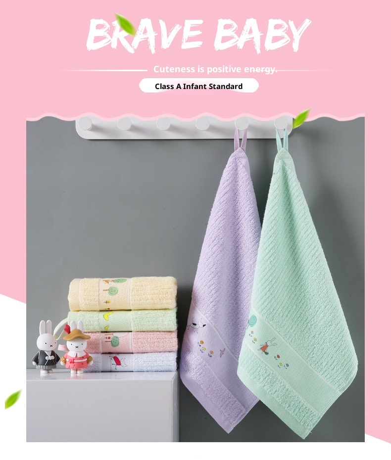 Lillian Pure Cotton Gold Label A-Class Children's Face Wash Soft Household Small Square Hanging Hand Towel Baby Wholesale_voghion.com