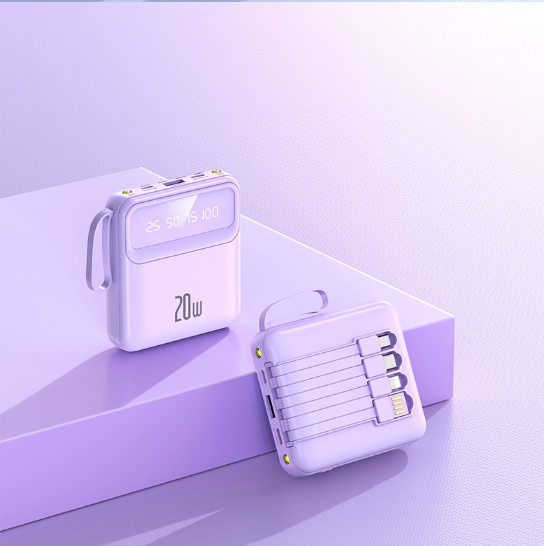 techglobe Mini-Schnellladefunktion mit integriertem Kabel, 20000mAh Powerbank, individuell anpassbar, Großhandelsgeschenk, tragbarer Akku mit großer Kapazität_voghion.com