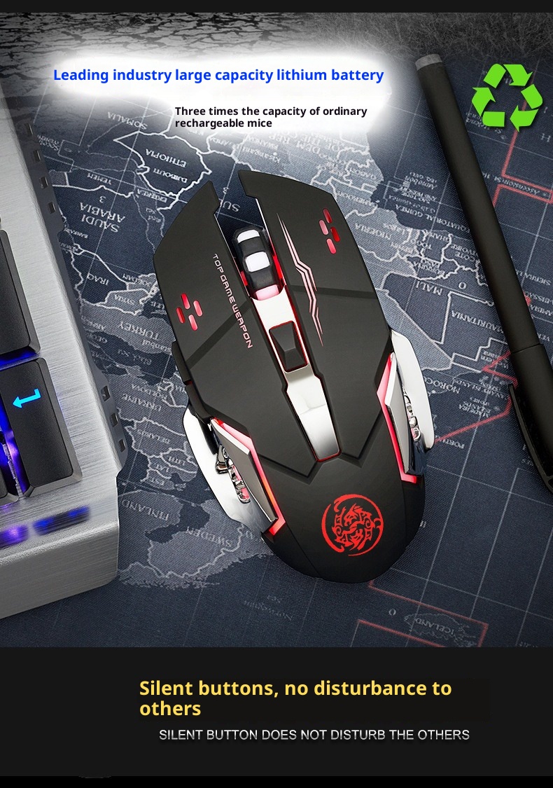 Techglobe Wireless Mouse Bluetooth Dual Mode Rechargeable E-Sports Game Silent Popular Cross-Border Dropshipping_voghion.com
