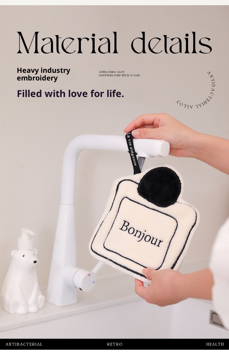 Lillian Original New Modern Simple Kitchen Bathroom White Absorbent Easy-to-Clean Soft Hangable Household Hand Towel_voghion.com