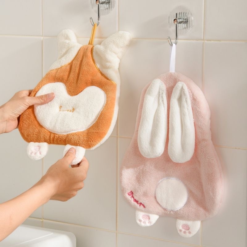 Lillian Cartoon Animal Thickened Hand Coral Fleece Bathroom Hanging Absorbent Towel Kitchen Washroom Small Handkerchief_voghion.com