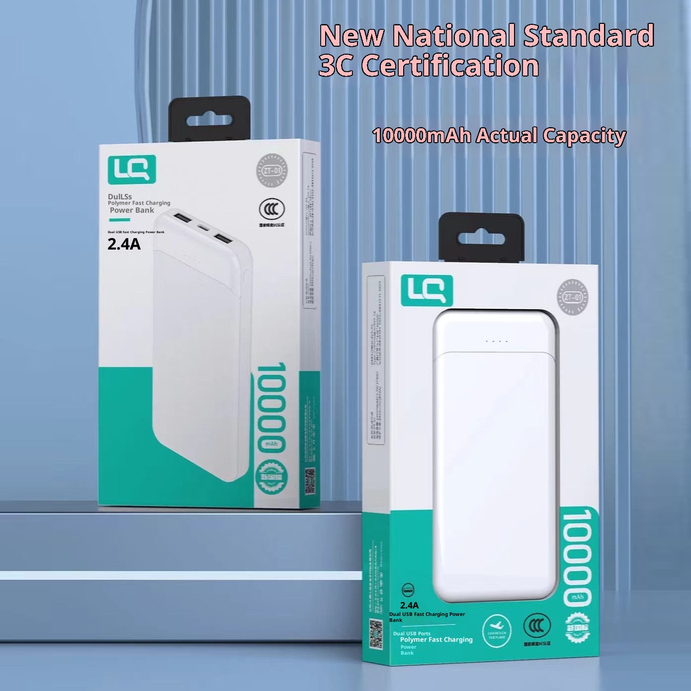 techglobe 3C Certified Real Standard 10k MAh Bank Lightweight Portable USB Universal Fast Charging 10000mAh Mobile Power Supply_voghion.com