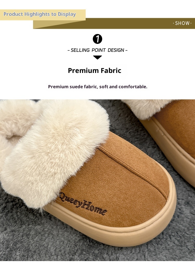 Zees Women's Cotton Autumn 2025 New Simple Fashion Indoor Home Non-Slip Furry Slippers Men Winter_voghion.com