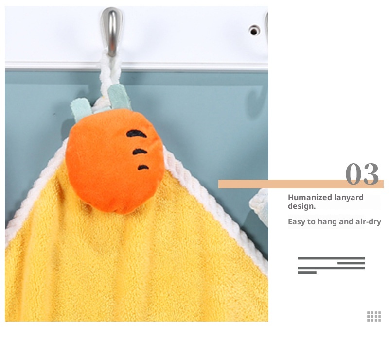 Lillian Cartoon Coral Fleece Fruit Hanging Absorbent Hand Towel Cloth_voghion.com
