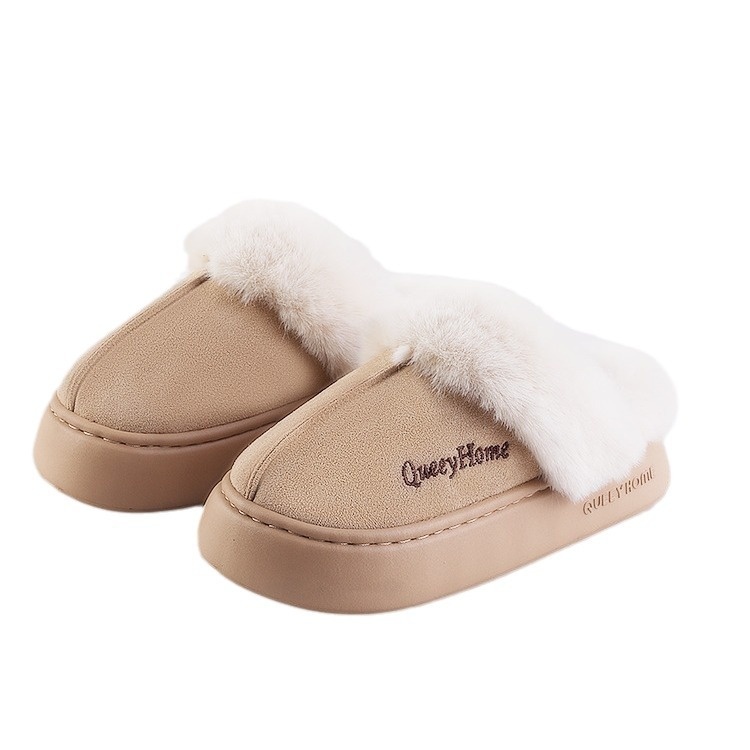 Zees Women's Cotton Autumn 2025 New Simple Fashion Indoor Home Non-Slip Furry Slippers Men Winter_voghion.com