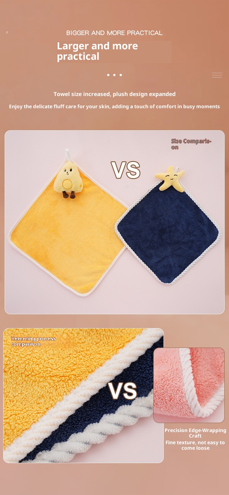 Lillian Coral Fleece Hangable Cartoon Plush Hand Cute Thickened Absorbent Non-Shedding Children's Square Towel Wholesale_voghion.com