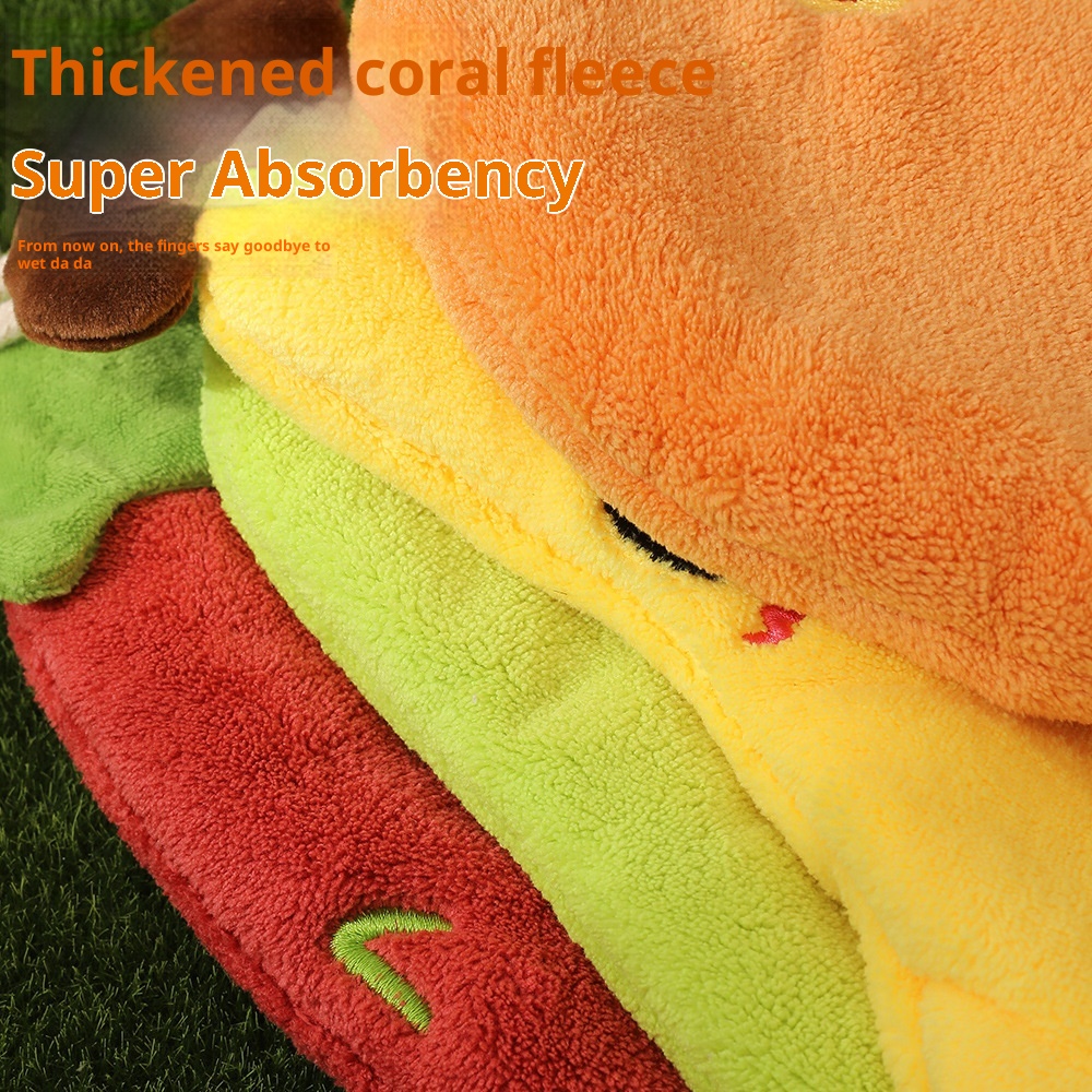 Lillian Xiguo Series Cute Hanging Hand Children's Coral Fleece Absorbent Towel Kitchen Bathroom Dual-use Handkerchief_voghion.com