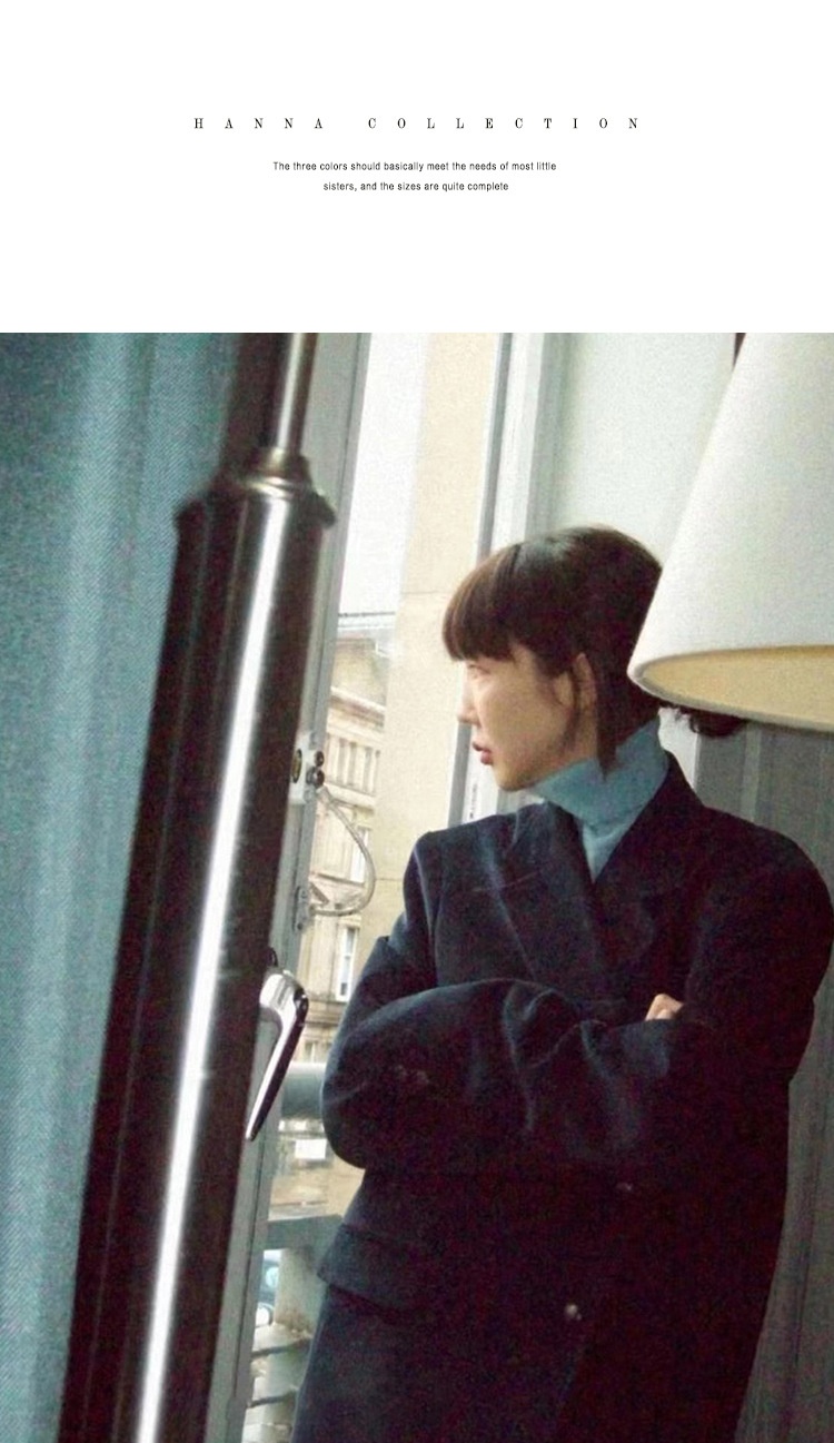 ragazza Ragazza Coreana SMO*THMO*D Retro Velluto a coste Blu Navy Blazer Elastico in Vita Gonna Set per Donna Primavera e Autunno_voghion.com