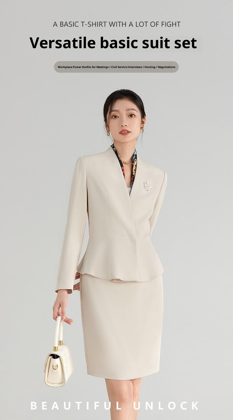 Mädchen-Kostümset für Damen, professionelle Frühlings- und Herbstkleidung, elegantes Rockset im Göttinnenstil, ideal für den Empfangsbereich eines Schönheitssalons_voghion.com