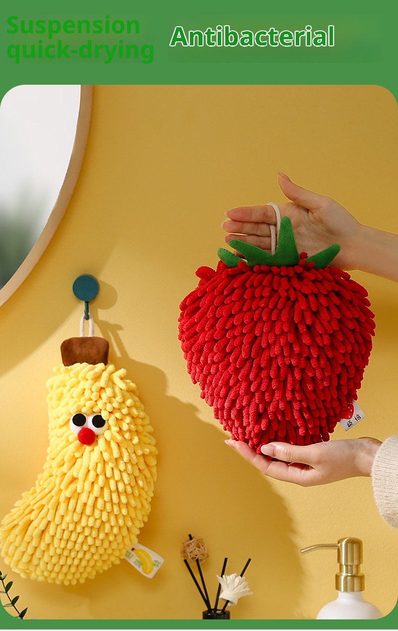 Lillian Cute Big Eyes Chenille Fruit Hand Creative Adorable Towel Festive Red Hanging Decoration_voghion.com