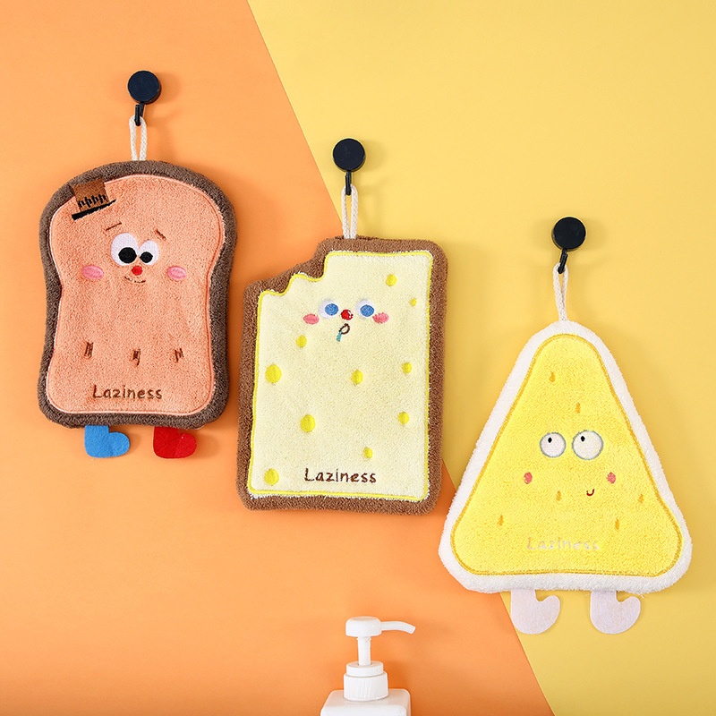 Lillian Xiaohongshu Cartoon Hangable Thickened Coral Fleece Towel, Cute Children's Hand Towel With Hanging Design_voghion.com