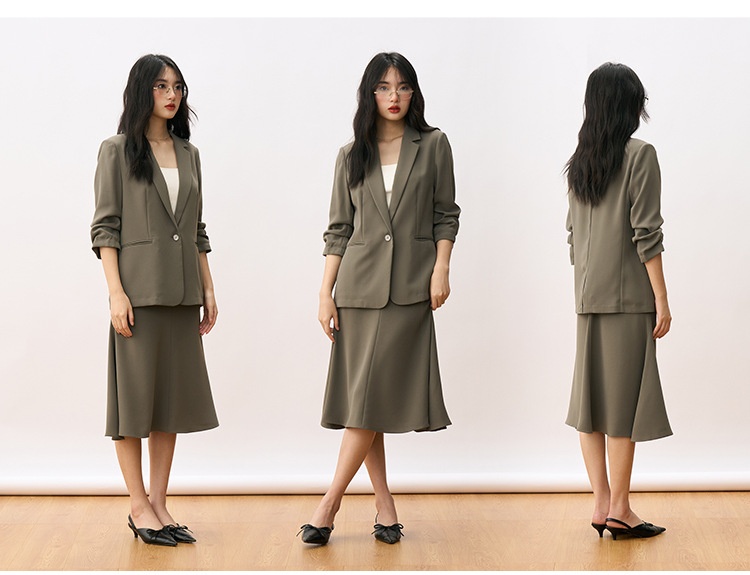 girl Girl [Shengdu] Autumn New Suit Set Elegant Slim Single-Breasted Professional Blazer Women's Skirt_voghion.com