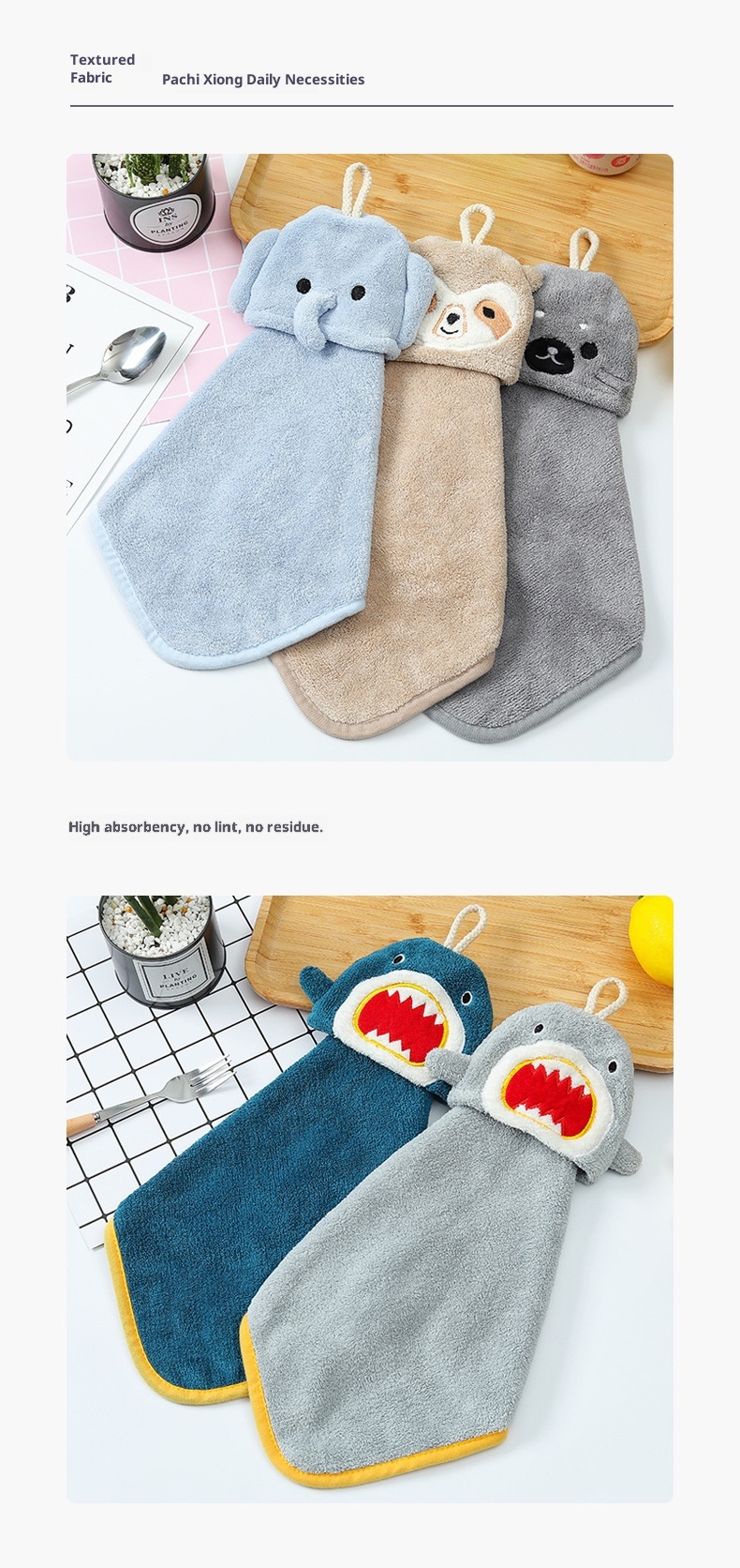 Lillian Thickened Hanging For Kitchen And Bathroom, Absorbent Quick-Dry Soft Coral Fleece Hand Towel_voghion.com