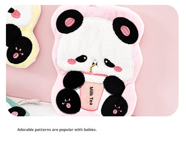 Asciugamano da tavolo in pile corallo per bambini, assorbente, anti-pelucchi, da appendere, a forma di panda, di Lillian Home Use_voghion.com