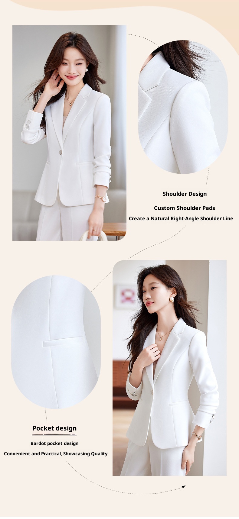 Ragazza Ragazza Completo Rosa Completo da Donna 2025 Nuova Primavera e Autunno Stile Coreano Elegante Casual Professionale Piccolo Blazer_voghion.com