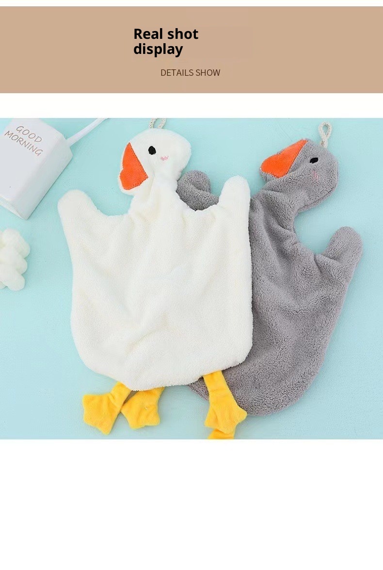 Lillian Big Goose Asılı Mercan Polar El Emici Tüy Dökmeyen Sevimli Karikatür Mutfak Çocuk Küçük Havlusu_voghion.com