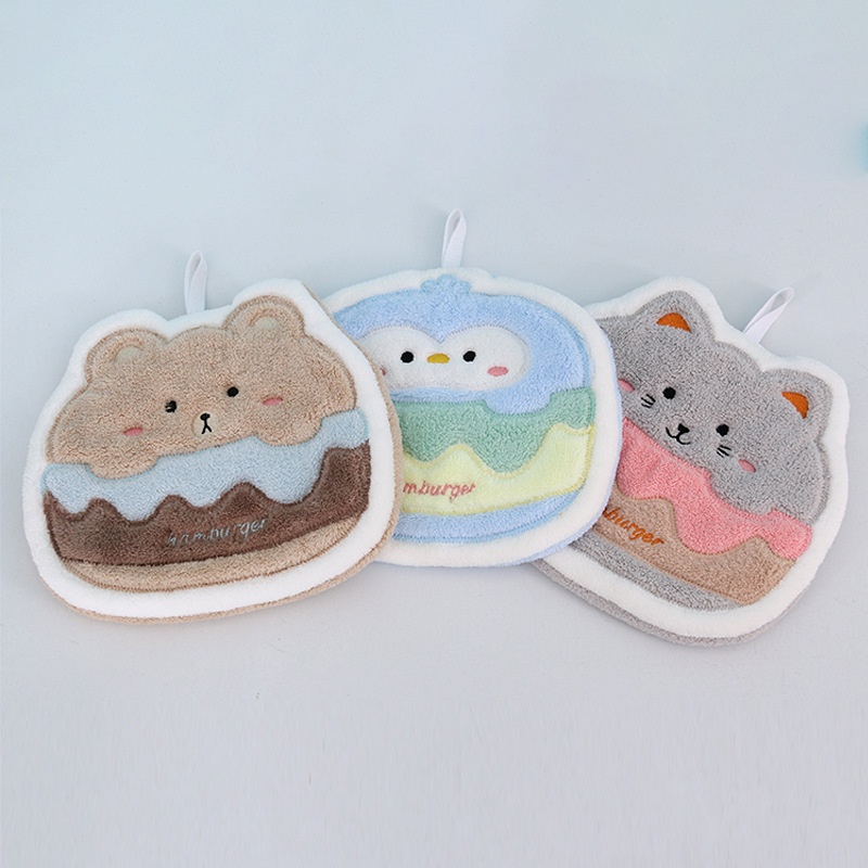 Lillian Cartoon Children's Hanging Coral Fleece Hand Non-Shedding Absorbent Quick-Dry Bathroom Small Gift Towel_voghion.com