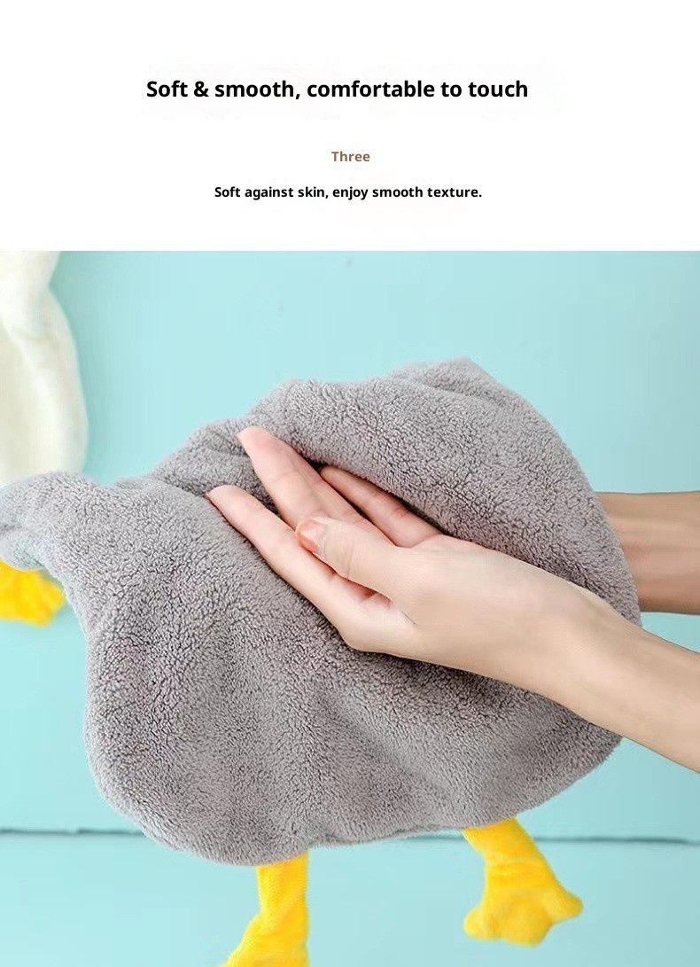 Lillian Big Goose Asılı Mercan Polar El Emici Tüy Dökmeyen Sevimli Karikatür Mutfak Çocuk Küçük Havlusu_voghion.com