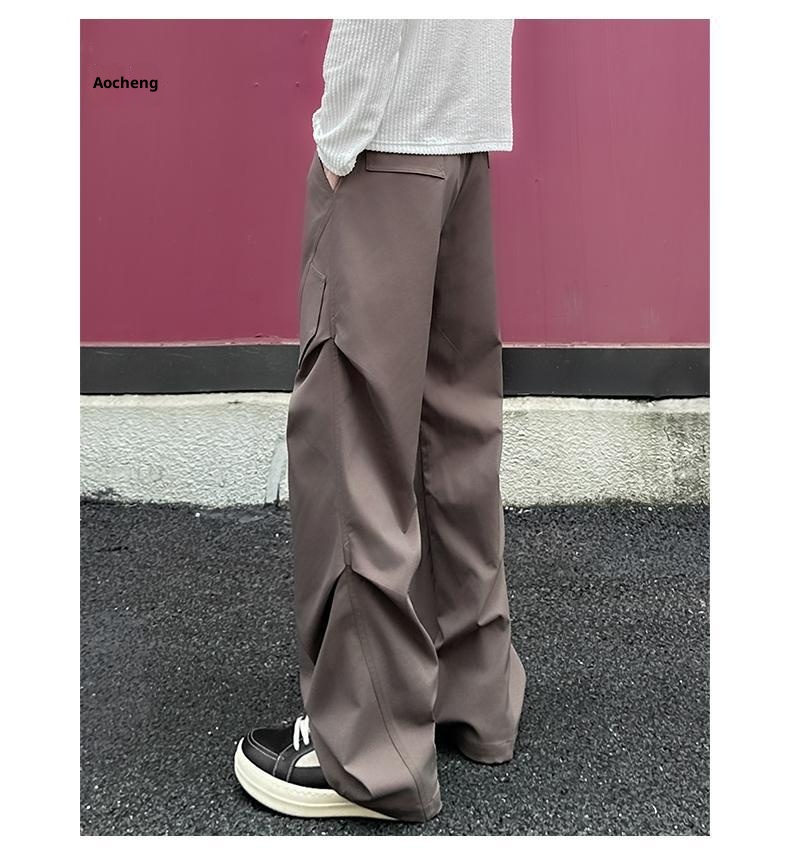 Pantaloni cargo da uomo in stile americano, autunno inverno, lavati, casual, dritti, alla moda, da paracadutista all'aperto, 2025_voghion.com