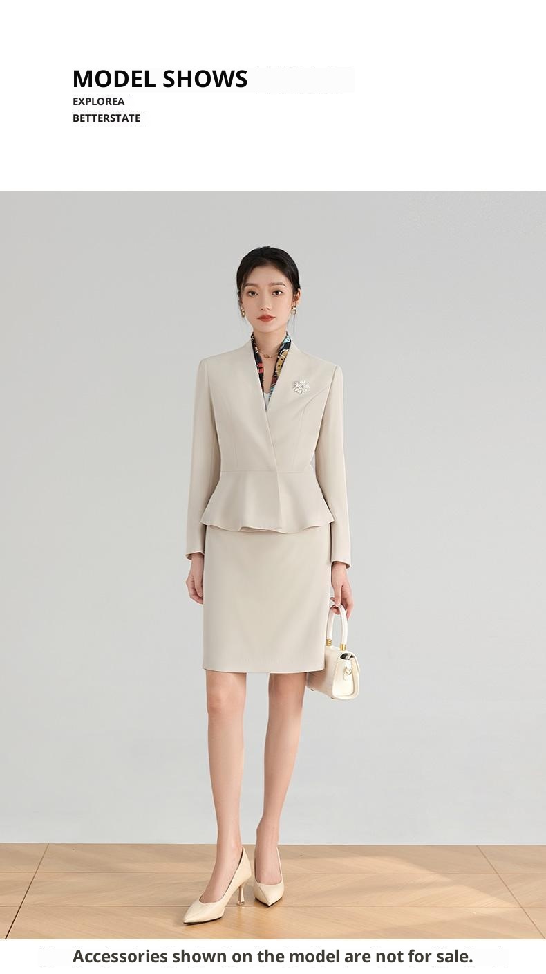 Mädchen-Kostümset für Damen, professionelle Frühlings- und Herbstkleidung, elegantes Rockset im Göttinnenstil, ideal für den Empfangsbereich eines Schönheitssalons_voghion.com