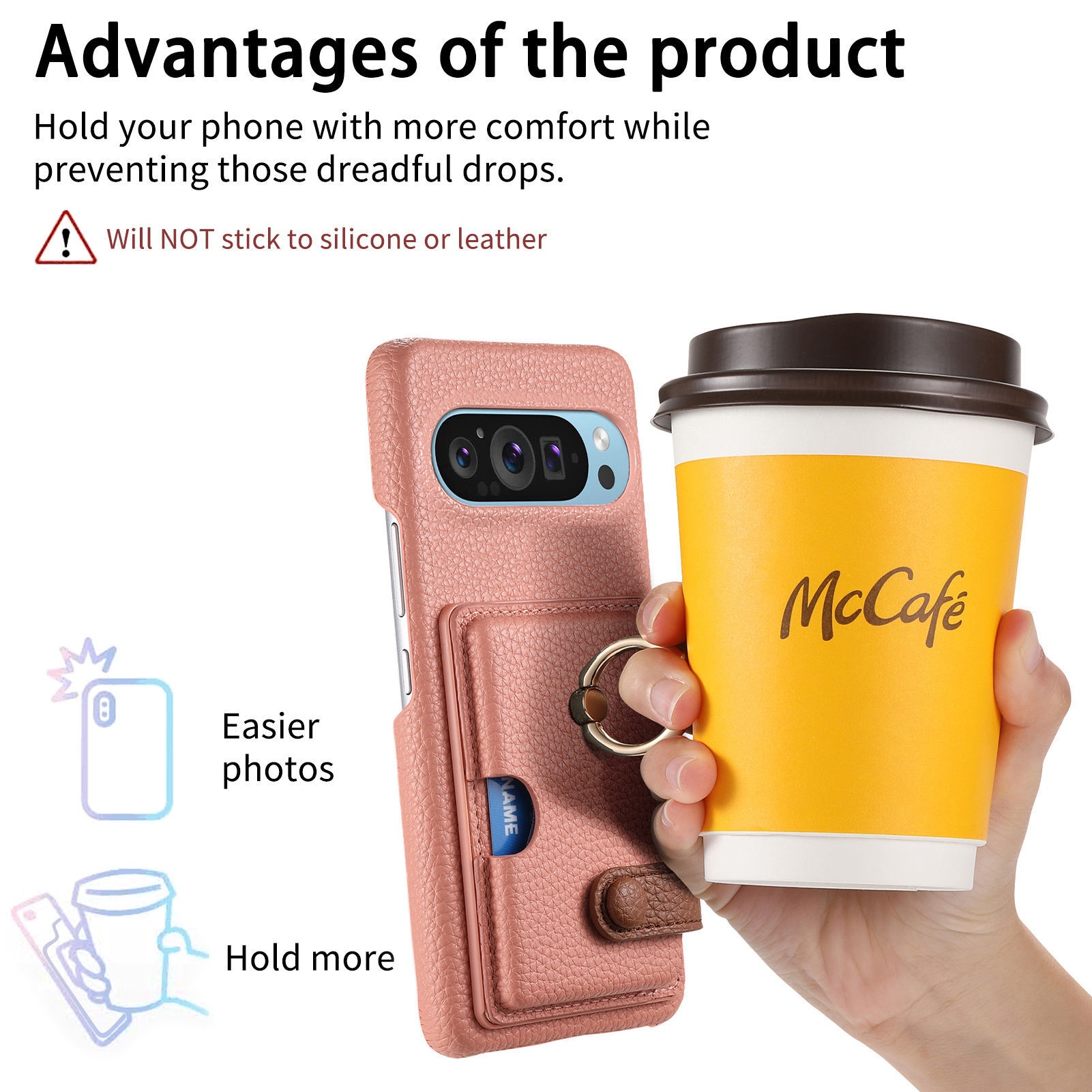 TechGlobe Handyhülle kompatibel mit Google 9A, Kartenfach, Aufbewahrung, Schutzhülle, Armband, Pixel 10 Metallringhalter_voghion.com