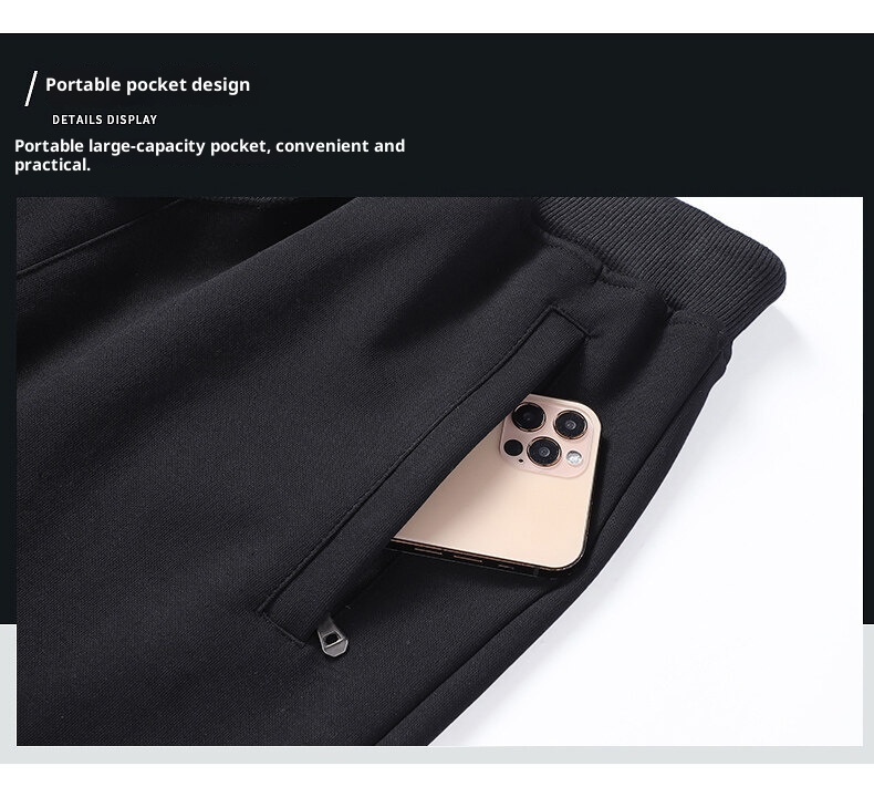 boy 2025 Autumn Winter Jogger Pure Cotton Casual Pants Men's Versatile Zipper Pocket Slim Fit Two-Slit_voghion.com