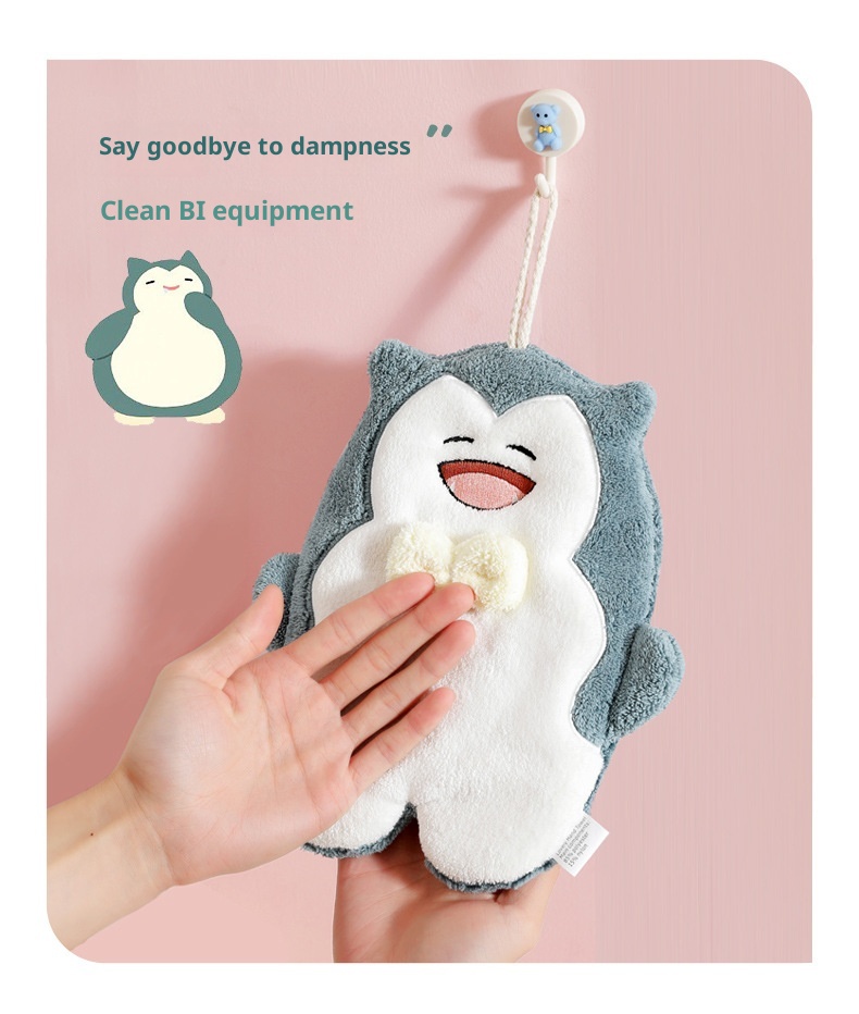 Lillian Hängendes, saugfähiges Handreinigungstuch mit niedlichem Cartoon-Motiv für Kinder, schnelltrocknendes Handtuch für Bad und Küche, Geschenkidee_voghion.com