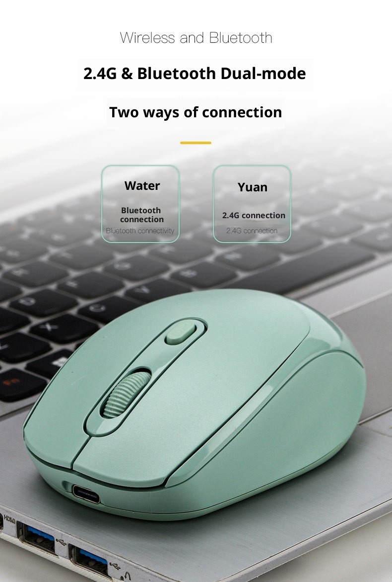 Techglobe Qinchuangyuan 256 Maus, wiederaufladbar, Bluetooth, Macron, mehrfarbig, Typ-C, leise, kabellos, Dual-Modus_voghion.com