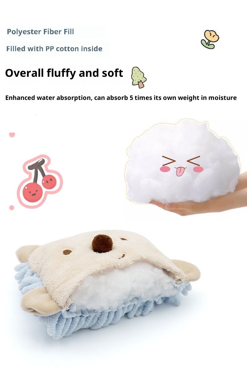 Lillian Cartoon Animal Hedgehog Chenille Coral Fleece Double Kang Le House Hanging Absorbent Hand Towel_voghion.com