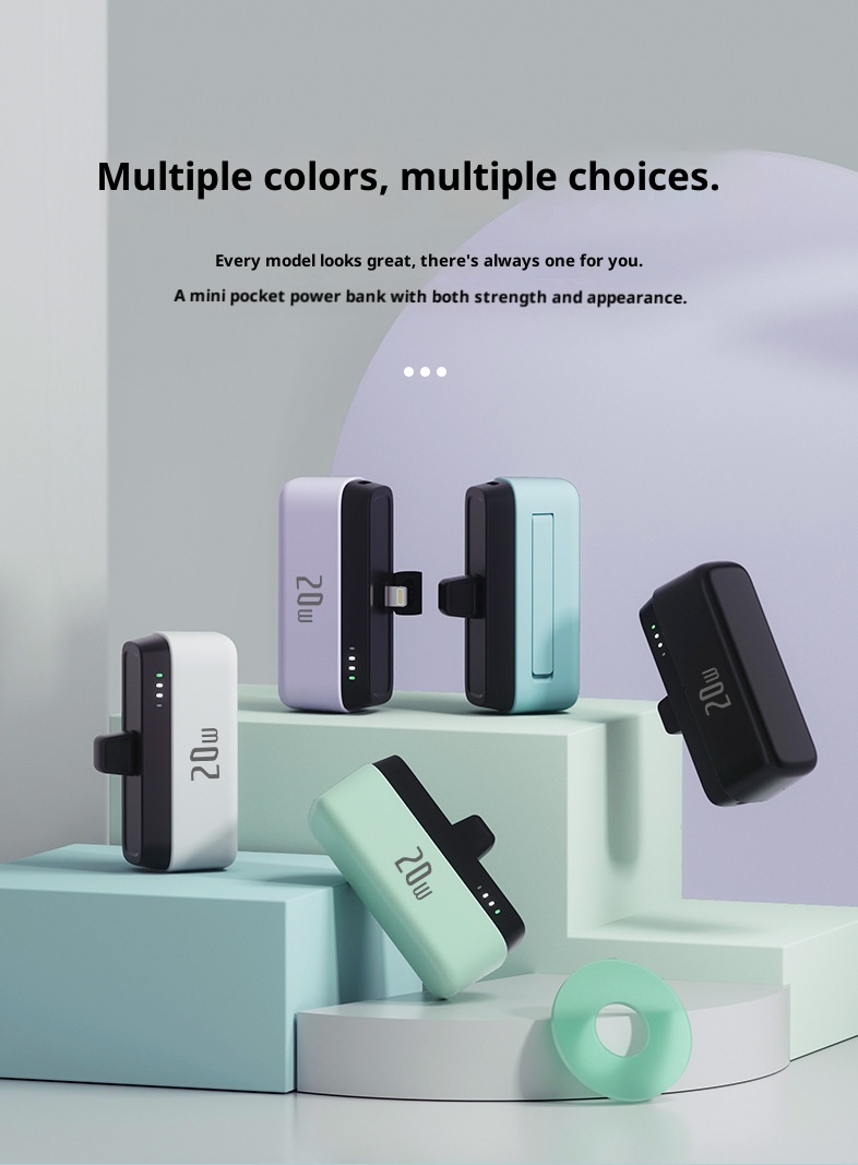 techglobe PD20W Pocket Fast Charging Compact Portable 5000mAh Capsule Emergency Mini Power Bank_voghion.com